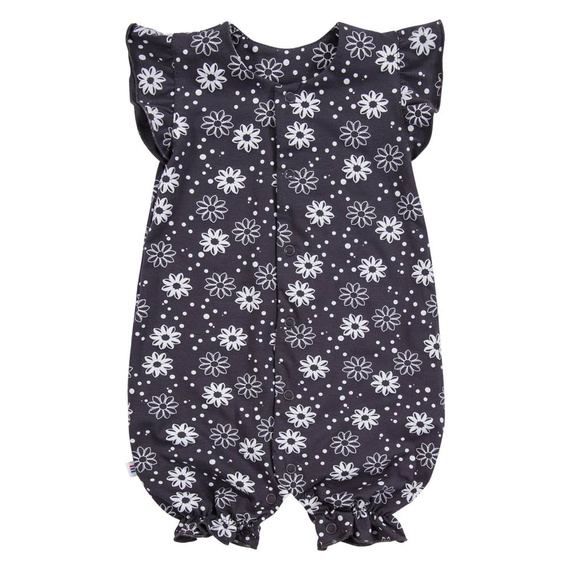 Rampers dla dziewczynki EEVI – grafitowy w kwiatki, 100% bawełna