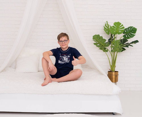 Gibson Piżama chłopięca krótki rękaw, spodnie Italian Fashion- granat