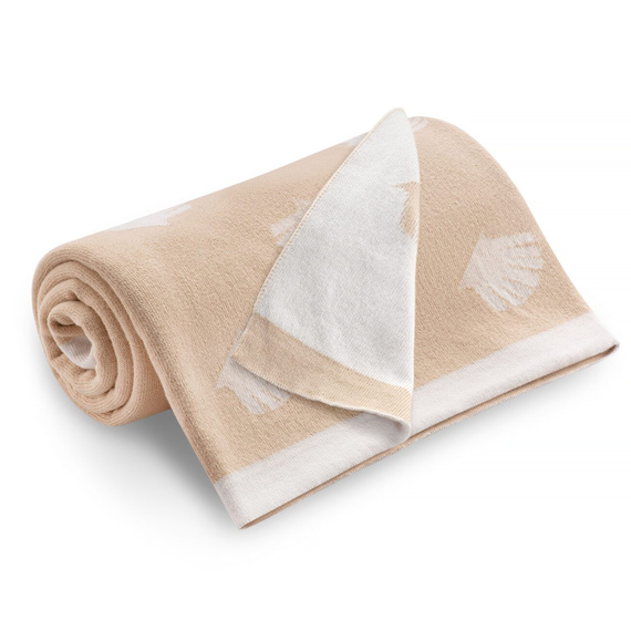 Ocean dwustronny kocyk dziany YOSOY - beżowy/biały