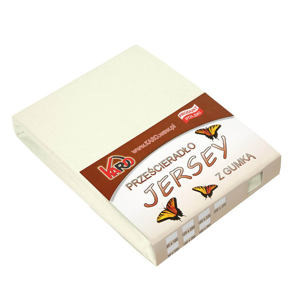 Prześcieradło Jersey z gumką KARO - ekri