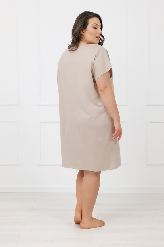 Koszula nocna damska Rima Italian Fashion 100% bawełna krótki rękaw-beżowa