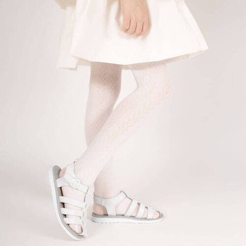 141805 Rajstopy żakardowe W3 Nicol - kremowy