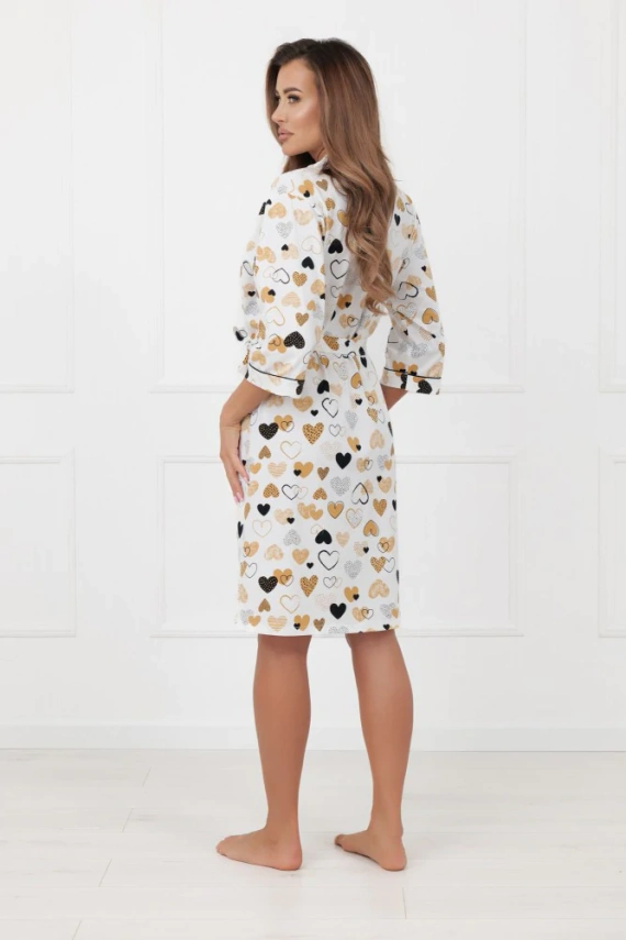 Szlafrok damski Soreno Italian Fashion – bawełna, rękaw 3/4, wiązany