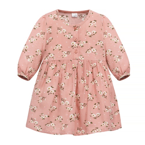 Tres Bien Sukienka z długim rękawem Pinokio - różowe kwiaty