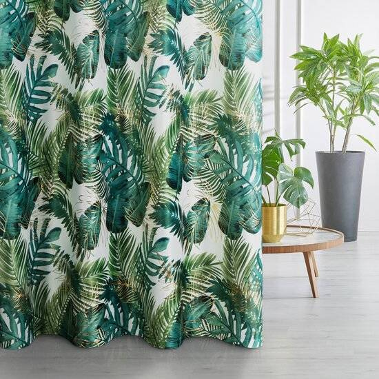 Davos Zasłona gotowa na przelotkach liście monstery Eurofirany biała/zielony