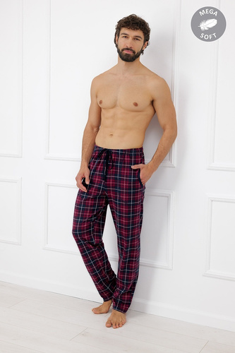 Italian Fashion Brajan Spodnie męskie Mega Soft bawełniane w kratę
