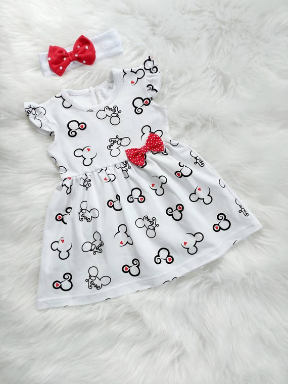 Myszki Sukienka dziewczęca krótki rękaw Bambarillo biały
