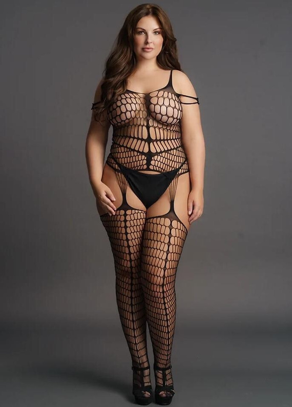 Bodystocking DES021 Le Désir plus size zmysłowe body z siateczki