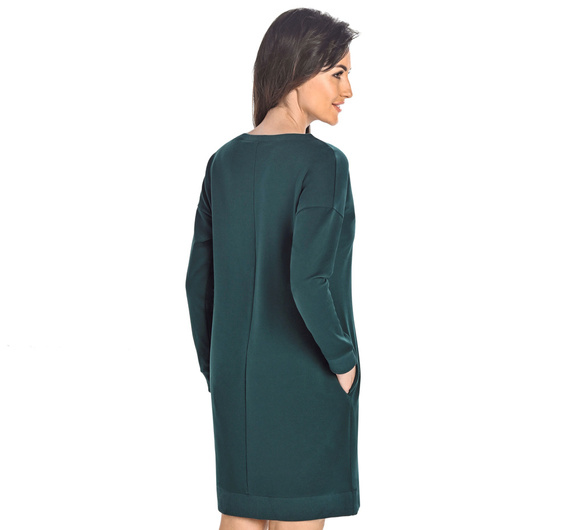 216105 Paula Sukienka z długim rękawem Teyli - zielony butelkowy