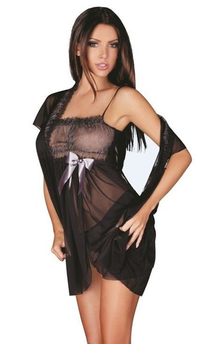 893 Adell Halka Koszula nocna + stringi Forex - czarny