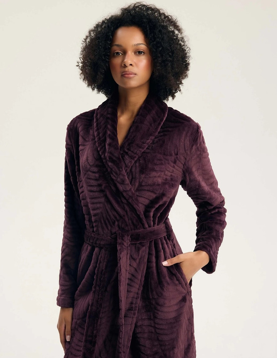 Henderson Gata 45414 Szlafrok Damski Dark Violet Miękki z Kieszeniami