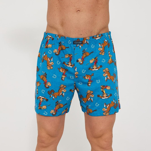 Bokserki męskie Cornette Classic 001/191 011/191 Horses– bawełniane luźne bokserki z rozporkiem