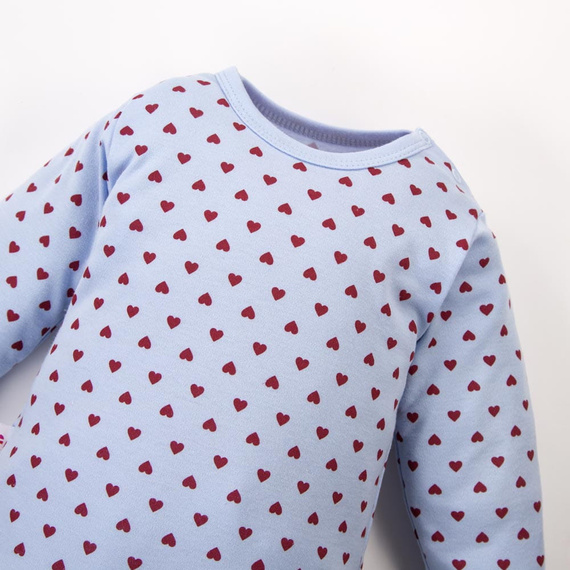 Body dziecięce Love Eevi niebieskie w serduszka 100% bawełna