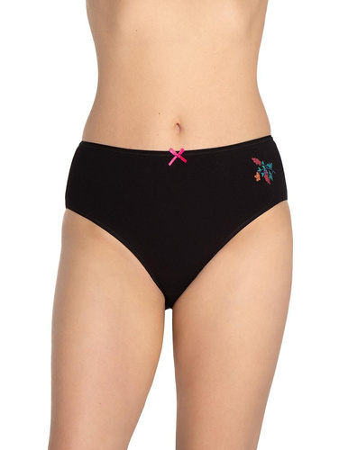 Figi damskie L-120BI-94 Lama czarny-czerwony– bawełniane, 3-pak, wygodne i klasyczne