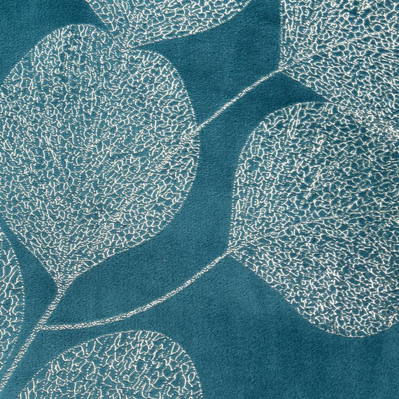 Ginko 2 Koc narzuta z mikrofibry z błyszczącym nadrukiem liści Eurofirany miodowy