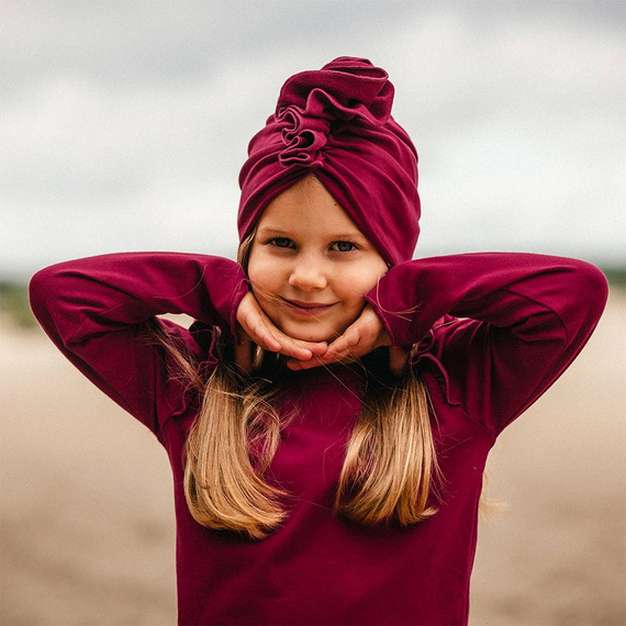 Czapka Turban dla dziewczynki "Simply Comfy" Ewa Klucze bordo 