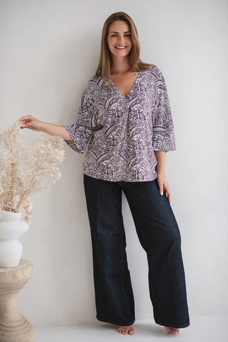 Bahama Mama Bluzka ciążowa do karmienia Milk&Love w tropikalny print– wiskoza, rękaw 3/4, oversize