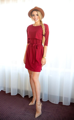 115 Sukienka ciążowa i do karmiąca rękaw 3/4 MIRACLE- bordowa