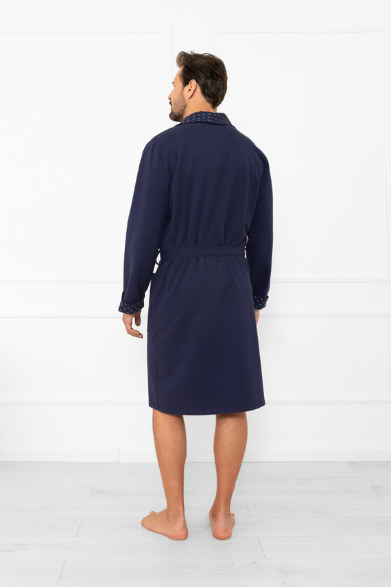 Szlafrok męski Gerard – bawełna 100%, klasyczny krój z eleganckim wykończeniem Italian Fashion 