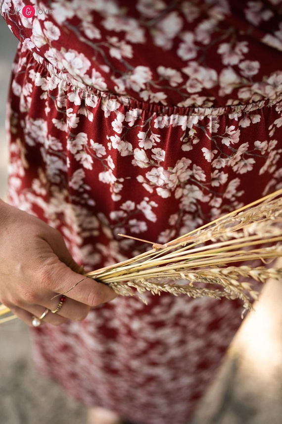 Sukienka ciążowa i do karmienia Two Ways LONG Milk&Love miętowa w magnolie i ptaki