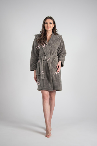 672 Motyle Krótki Szlafrok damski Forex - szary