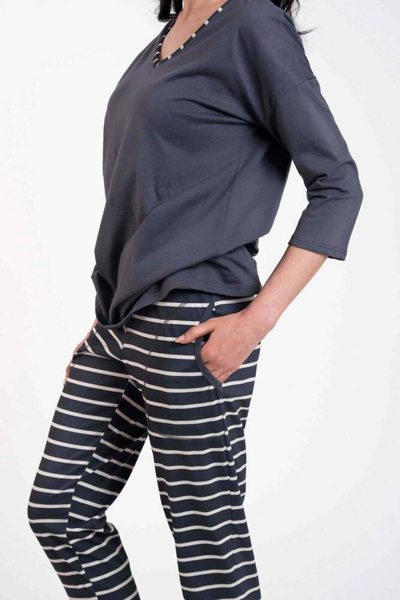 Betty Piżama Damska 3/4 rękaw, długie spodnie Italian Fashion - druk grafitowy/grafitowy