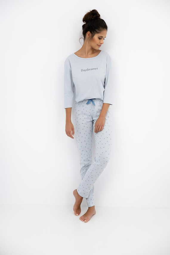 Daydreamer Piżama damska 3/4 Sensis gołębi – bawełniana, niebieska piżama z długimi spodniami