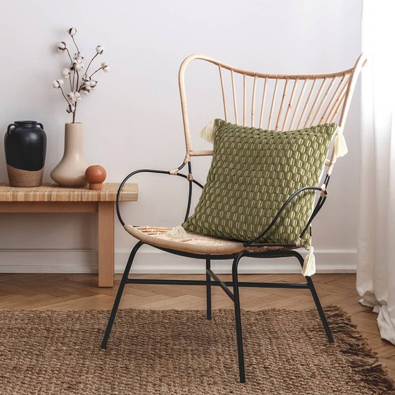 Montenegro Poszewka z grubej tkaniny bawełnianej Eurofirany oliwkowy