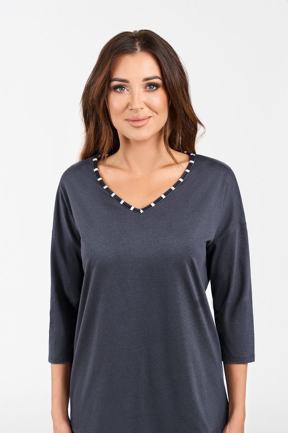 Betty Piżama Damska 3/4 rękaw, długie spodnie Italian Fashion - druk grafitowy/grafitowy