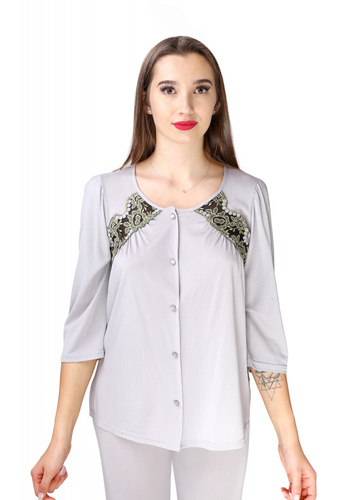 84118 Piżama dwuczęściowa zapinana na guziki Mewa popielaty