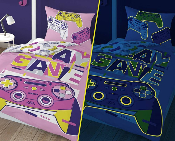 3582 B Game Over Pady Pościel bawełniana świecąca w ciemności Detexpol