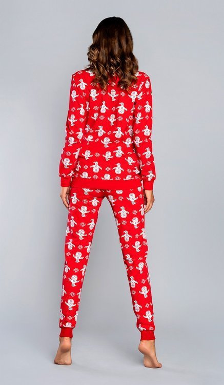 Nana Piżama Damska długi rękaw, długie spodnie Italian Fashion- czerwona 