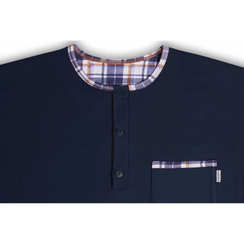 2025/15 Koszula męska z szlafmycą Sesto Senso granatowy