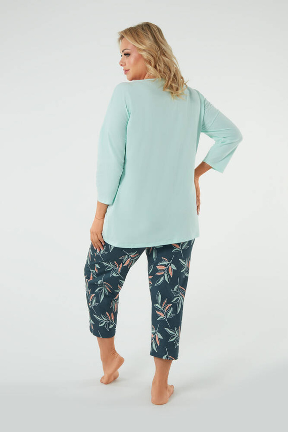 Julietta Piżama Damska 3/4rękaw, 7/8 spodnie Italian Fashion - pistacjowy/druk 