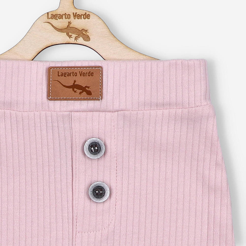 KAR-0001/JRO Spodnie z dzianiny prążkowej Lagarto Verde - różowy