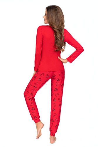 Mika Piżama Damska długi rękaw, spodnie Donna - czerwony 