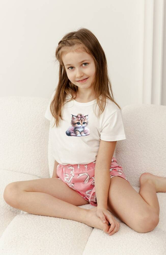 3381, 3382 Nelly Piżama dla dziewczynki Taro kremowy