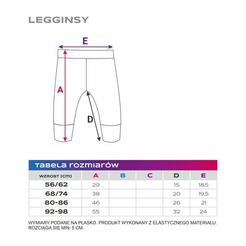 Legginsy dziecięce merino Eevi 100% wełna rosnące ciepłe- różowe