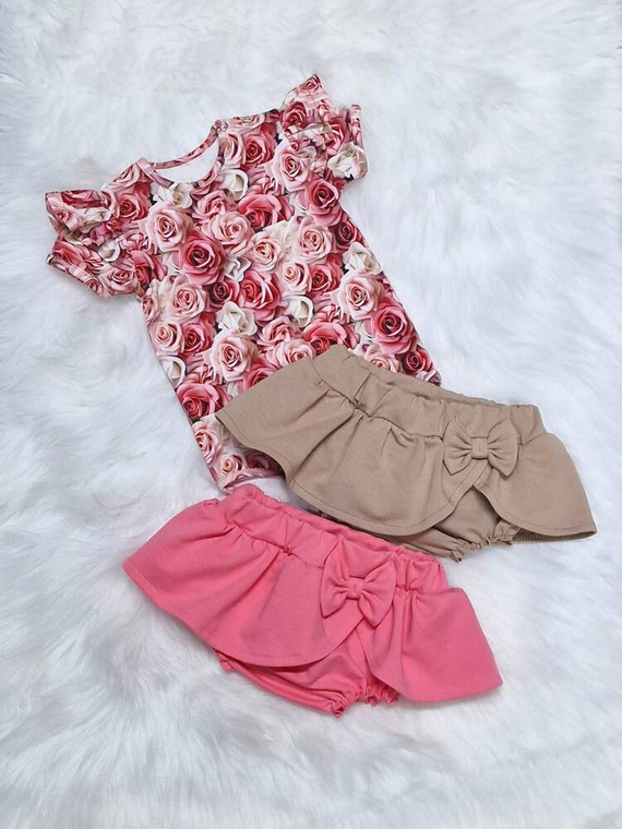 Bloomers bawełniany ze spódniczką Bambarillo różowy