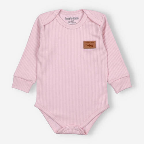 KAR-0004/JRO Body z dzianiny prążkowej Lagarto Verde - różowy