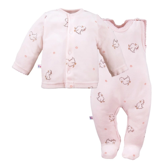 Little Ducks Komplet Śpioch + kaftan Eevi - różowy