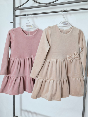Mela Sukienka dziewczęca welurowa Bambarillo beżowy – elegancka i wygodna