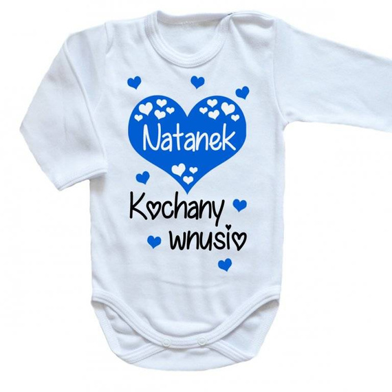 "KOCHANY WNUSIO z imieniem" Body długi rękaw Moocha biały