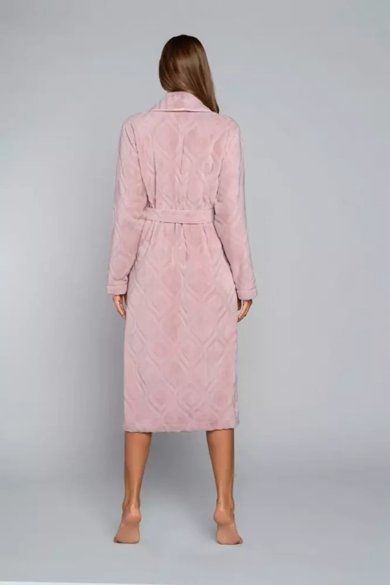 Morena Szlafrok damski polarowy Іtalian Fashion -  pudrowy róż 