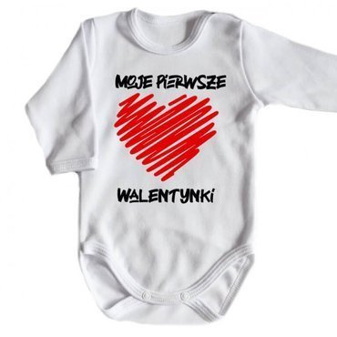 "Moje pierwsze Walentynki" Body długi rękaw Moocha biały