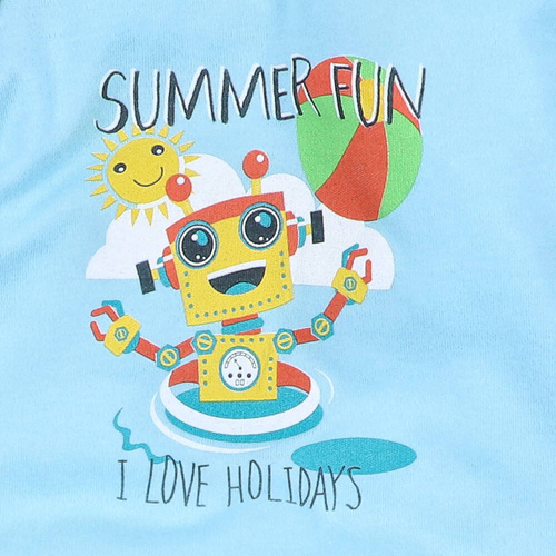 ABN-2934/TUR Summer Robots Pajacyk z bawełny organiczej Nini turkusowy