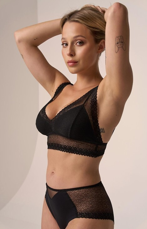 212 Figi damskie Babell czarne– bawełniane z siateczkowym tyłem