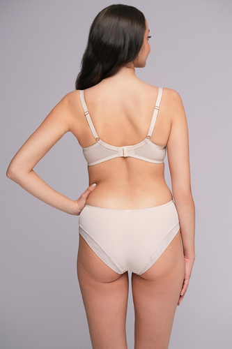 2256 Biustonosz Half Cup Ava beige– Efekt Push-Up, Idealny Dekolt, Gładka Mikrofibra + Koronka | Konstrukcja K-2256