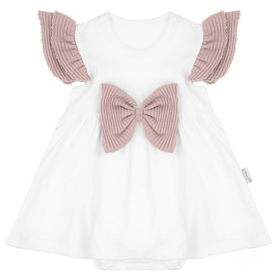 141275 Sukienko-body z krótkim rękawem Nicol - pudrowy