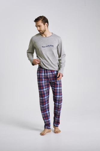 Piżama męska Franco 3478 Taro szara – bawełna, długi rękaw, wygoda i styl